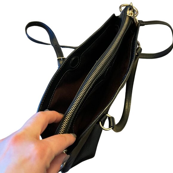 COACH REMI Pebbled Leather Three Compartments Satchel Top Handle Bag in Black - Picture 5 of 6